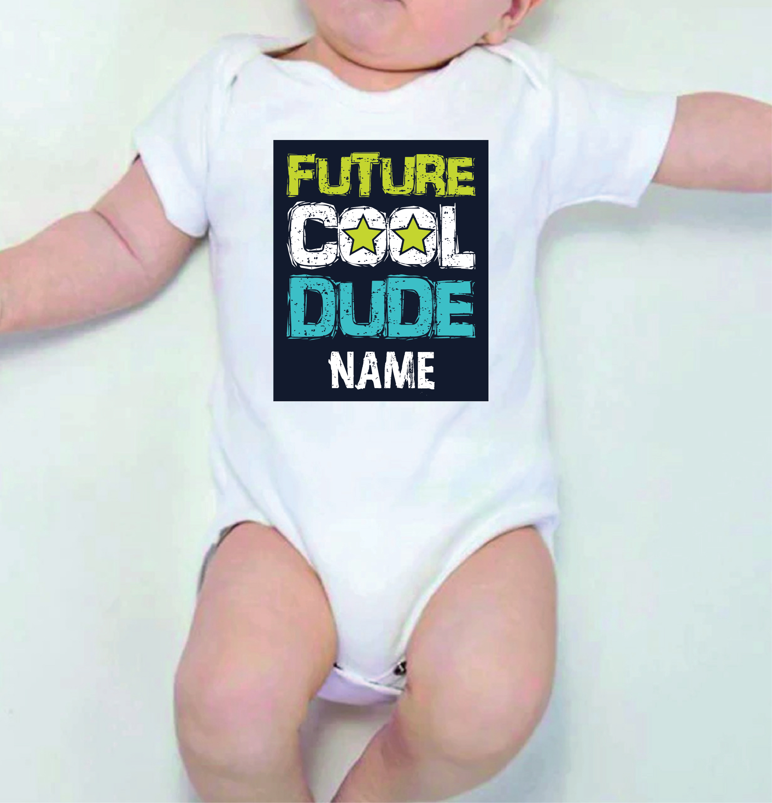 Personalised Future Cool Dude White Cotton Baby Romper